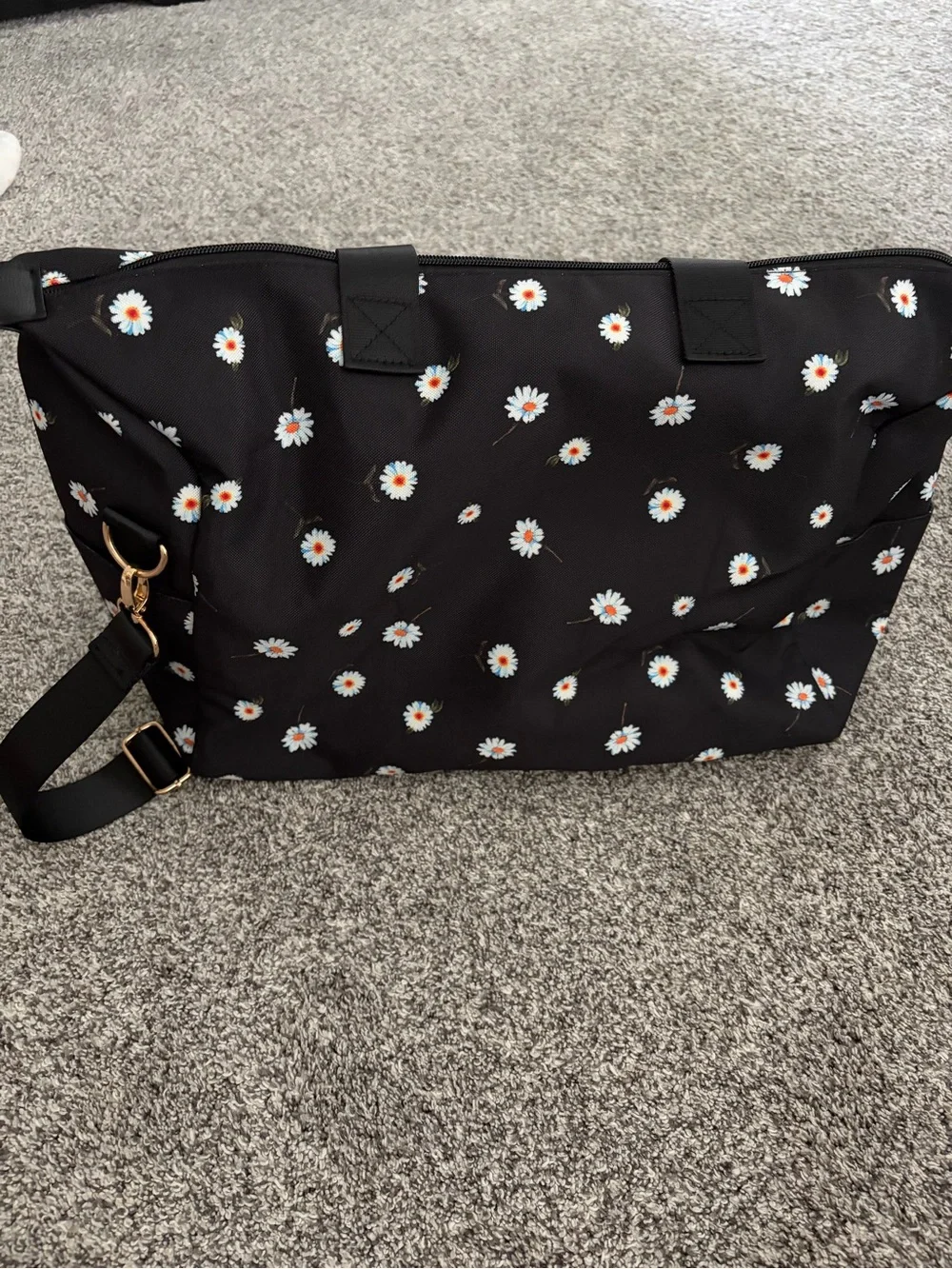 Alice + Olivia Black Daisy Print Tote with Removable Strap